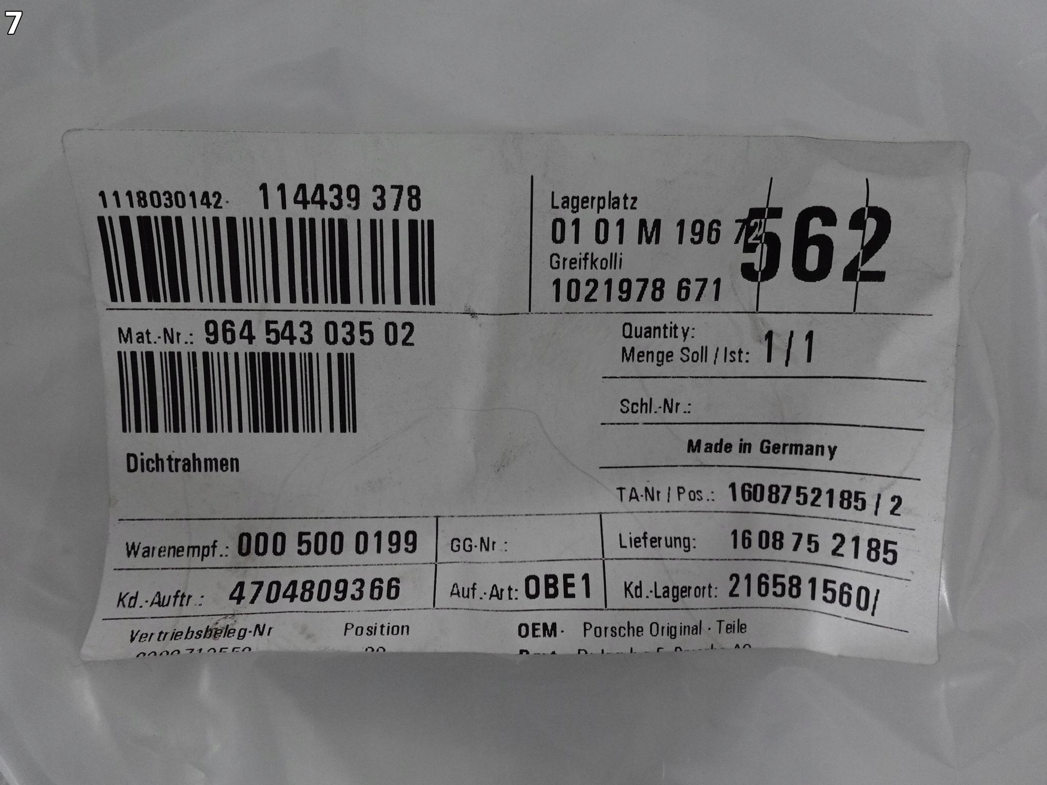 PORSCHE 911 964 89-94 gasket tyres window bodywork left originál