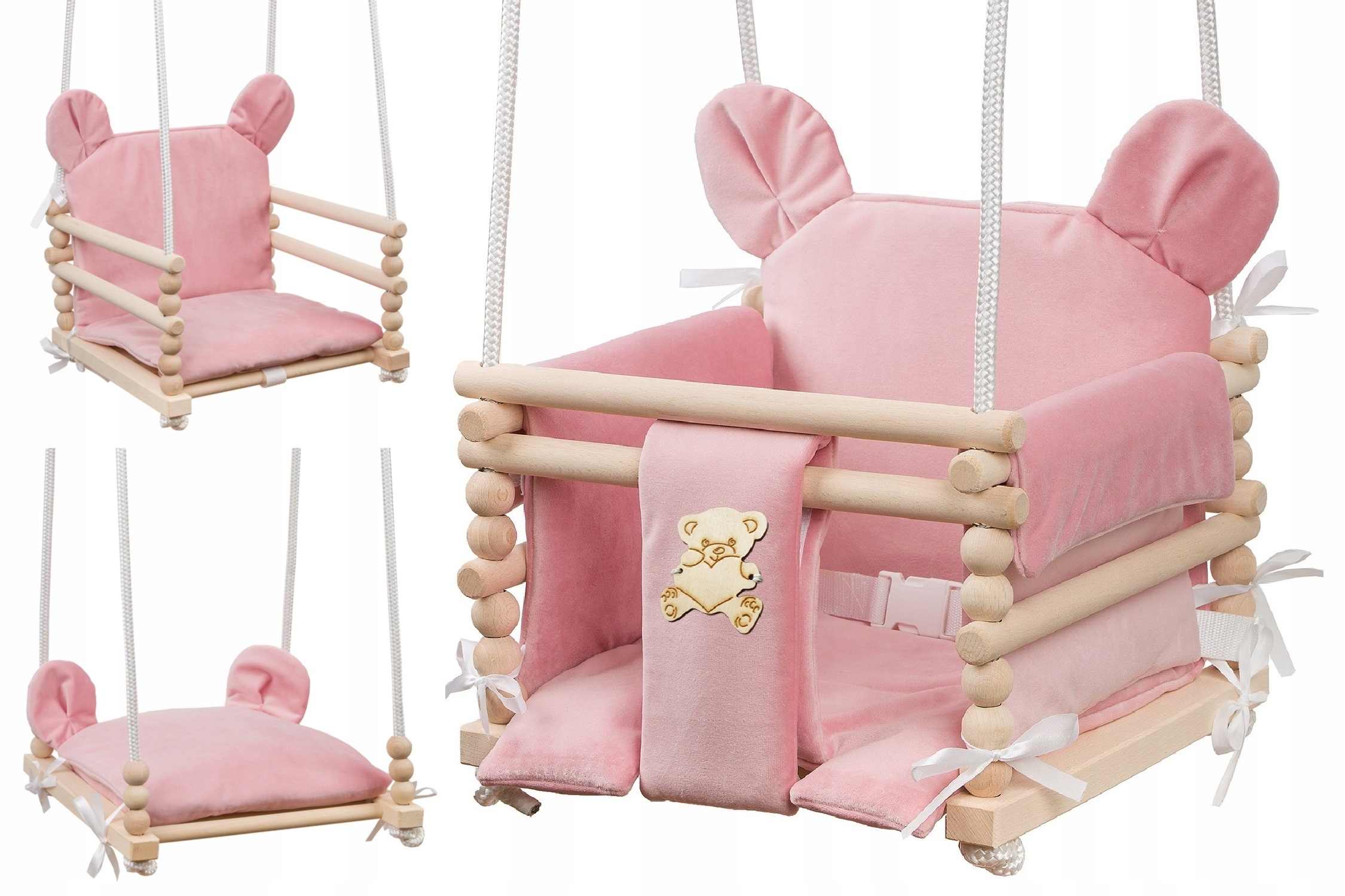 Huśtawka dla dziecka DREWNIANA 3W1 MOCNE SIEDZISKO