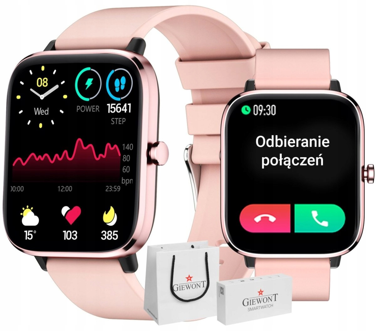 Inteligentné hodinky Giewont Dynamic SmartCall GW230-1 Rose Gold/Powder Pink