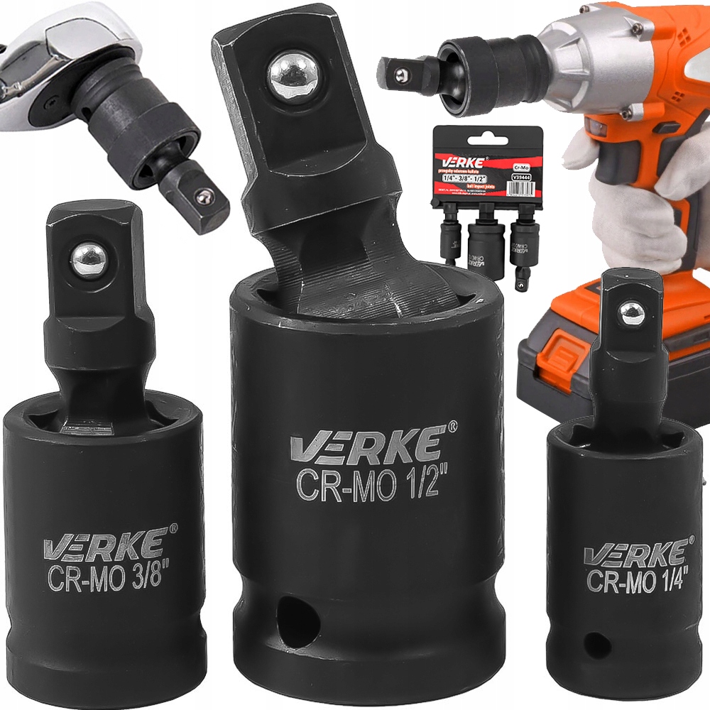 3x Przegub Kulowy Kulisty Udarowy Przeguby Zestaw Przegubów 1/2 1/4 3/8