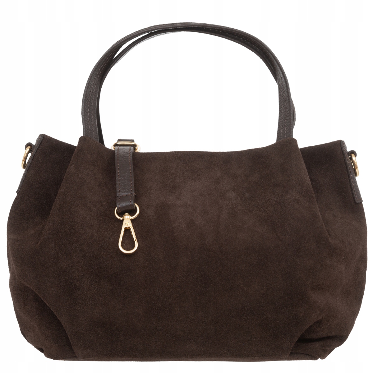 Torebka Damska Na Ramię Zamszowa Vera Pelle Bolsa Choco