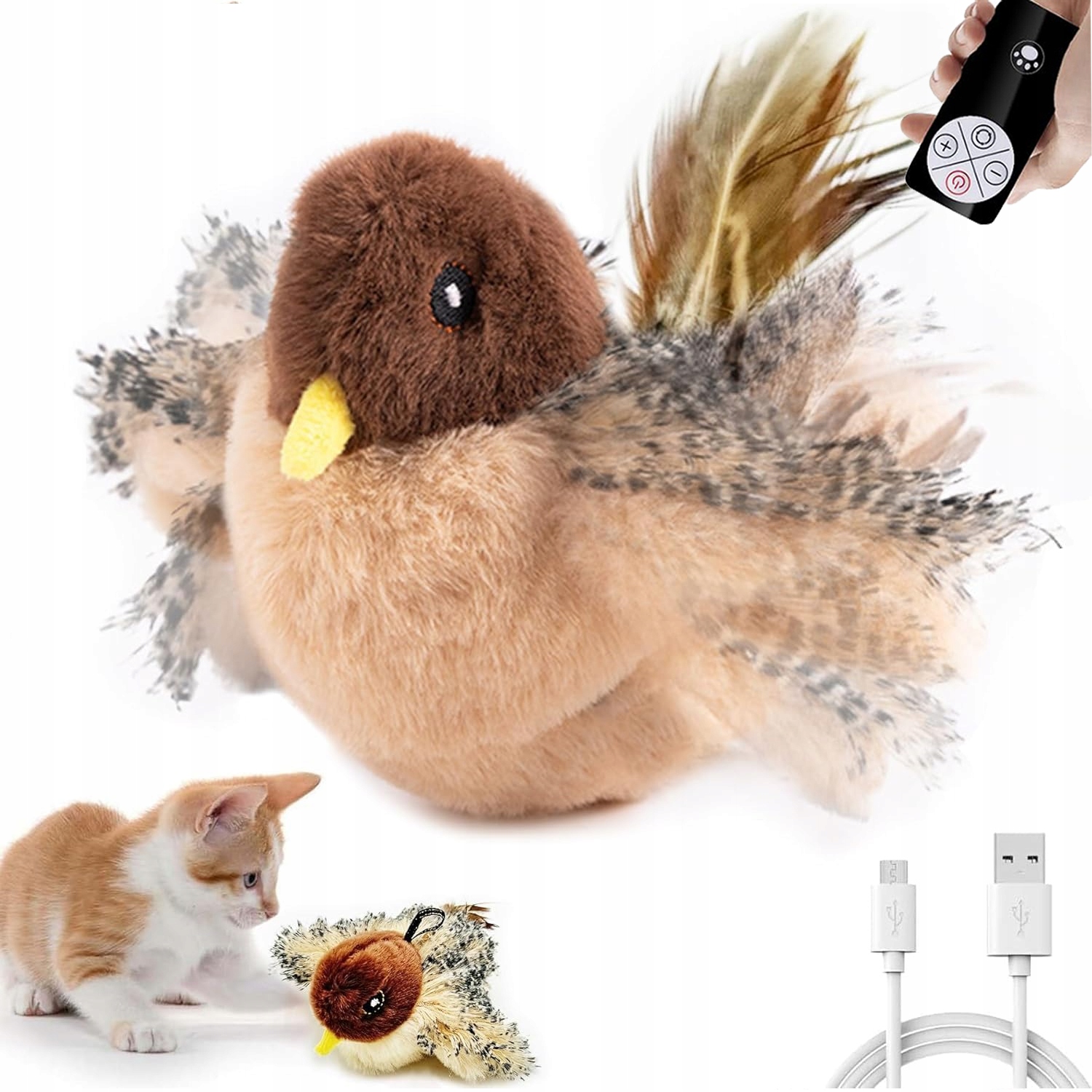 Levně Interaktivní Hračka Létající pták Hračka Pro Kočky Realistická