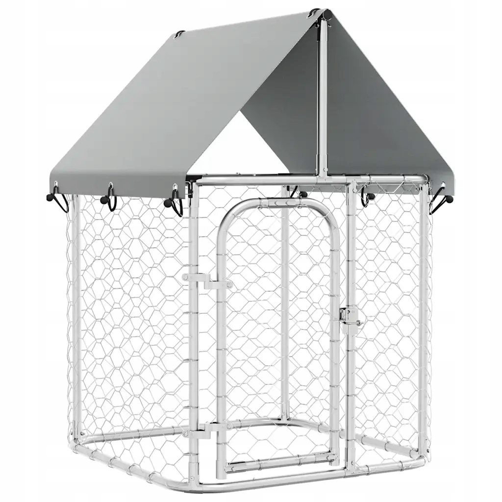Kotec pro psa s krytem, ocel galvanizovaná, 100 x 100 x 150 cm