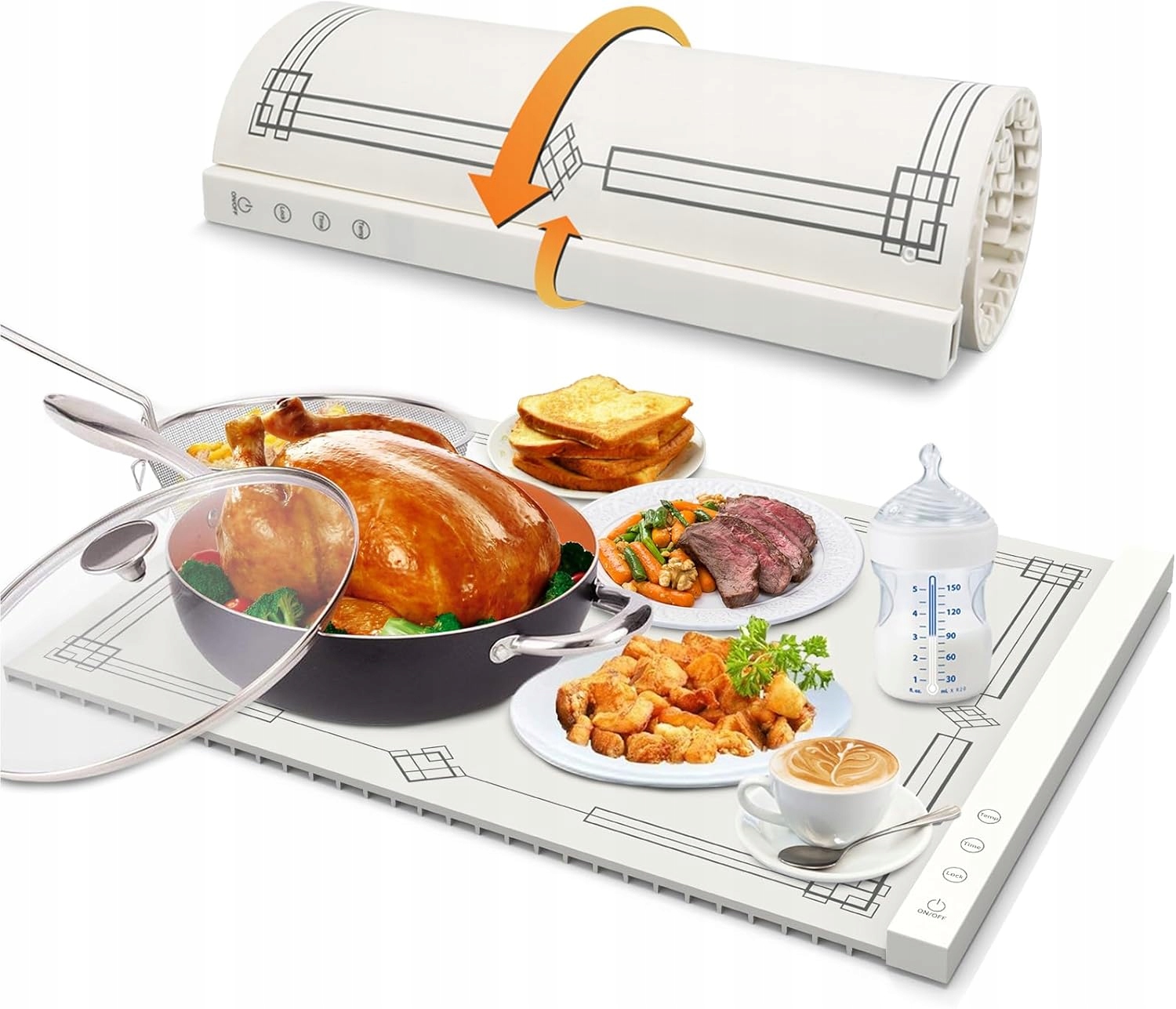 Elektrická ohřívací podložka na jídlo 5 stupňů, silikon 60x40 cm