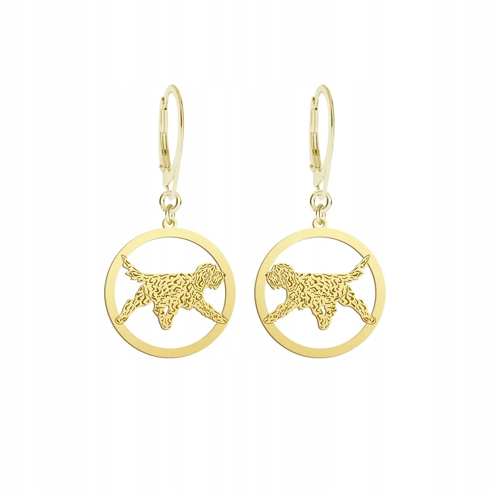 Náušnice Zlaté s psem Barbet Francouzský vodní pes 925 bigiel Gravírování