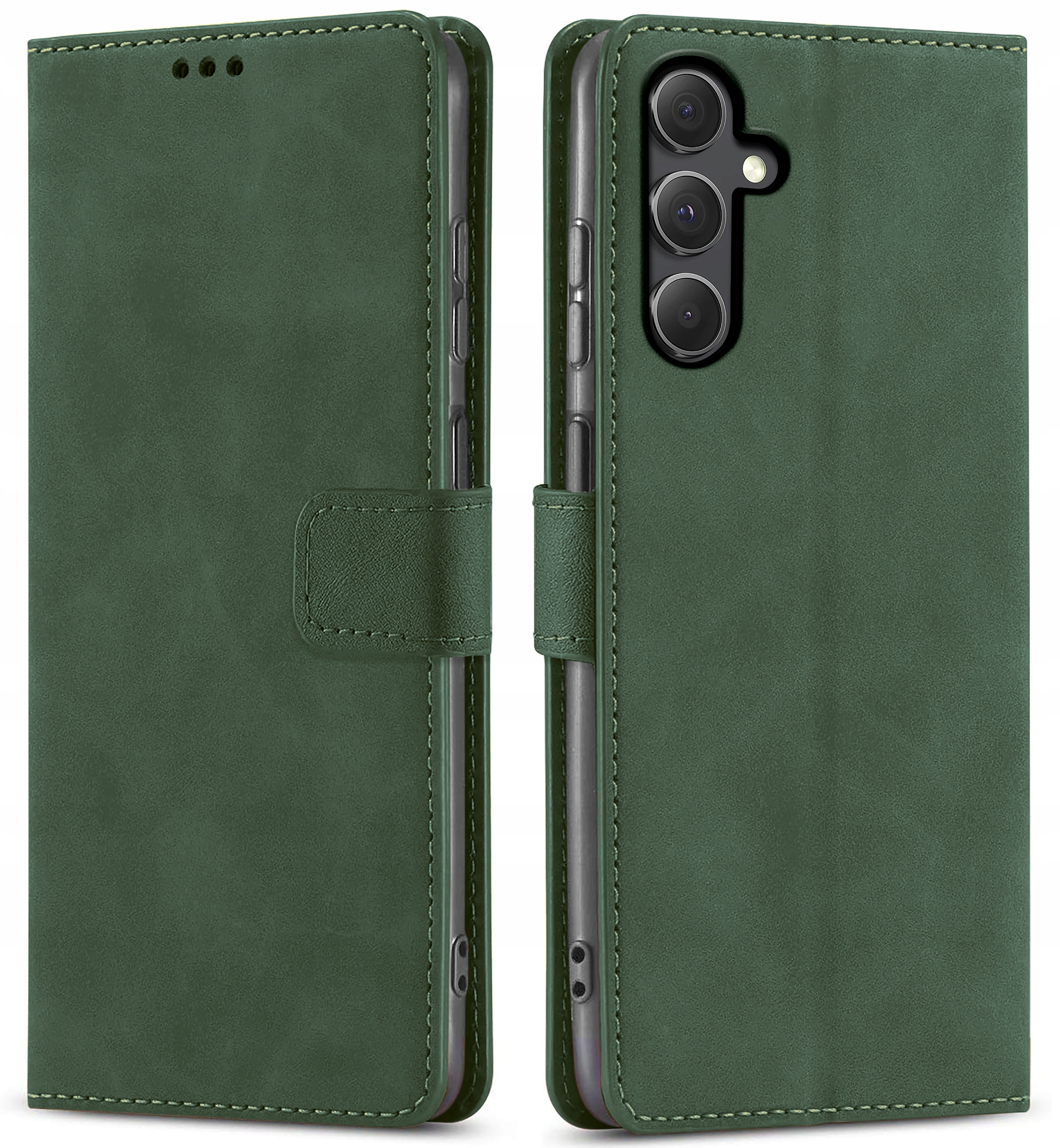 Etui Z Klapką do Samsung S23 Fe Zielone Zamykane Case Szkło