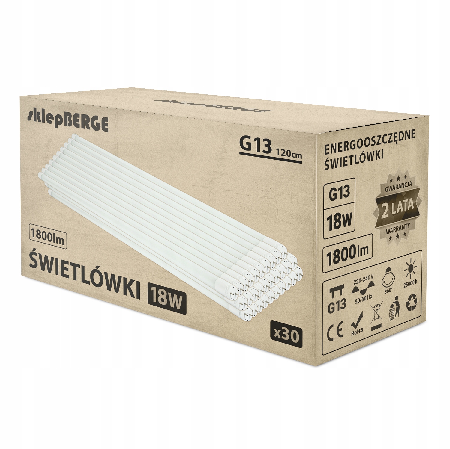 

30x Świetlówka Led 120cm Glass 18W 1800lm barwy