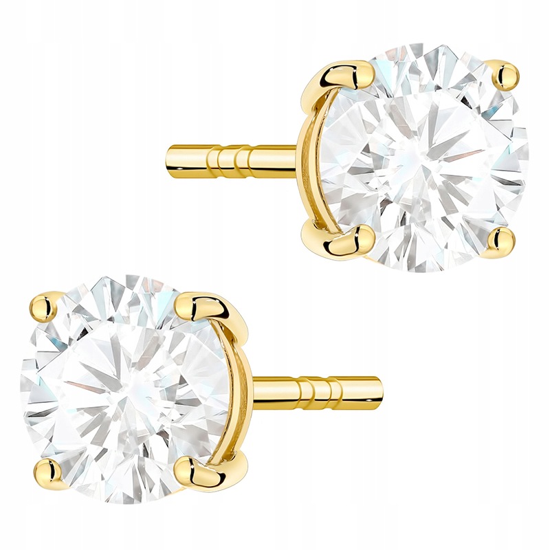 Złote Kolczyki pr. 585 na Sztyft z Diamentami 2,00ct 14k Pudełko