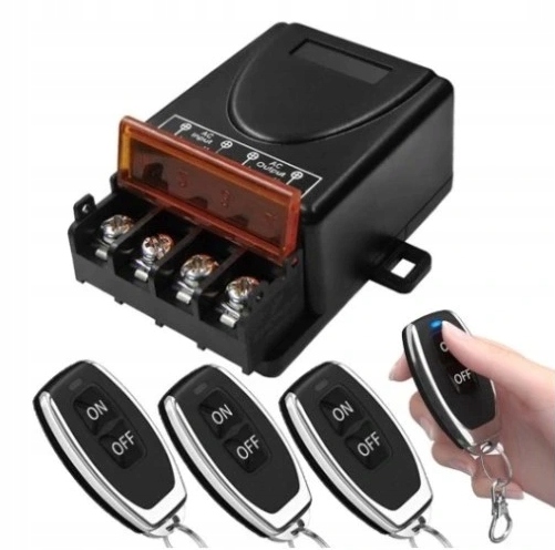 Moduł zasilający 230V zdalne sterowanie 30A z 3 pilotami