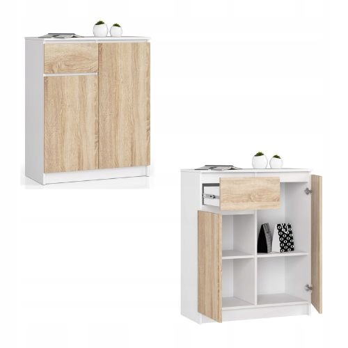 Komoda, skrinka K80 2D 1SZ biela-sonoma Akd