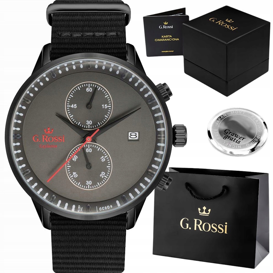 Pánské hodinky G. Rossi Exclusive – chronograf a datumovka Gravírování