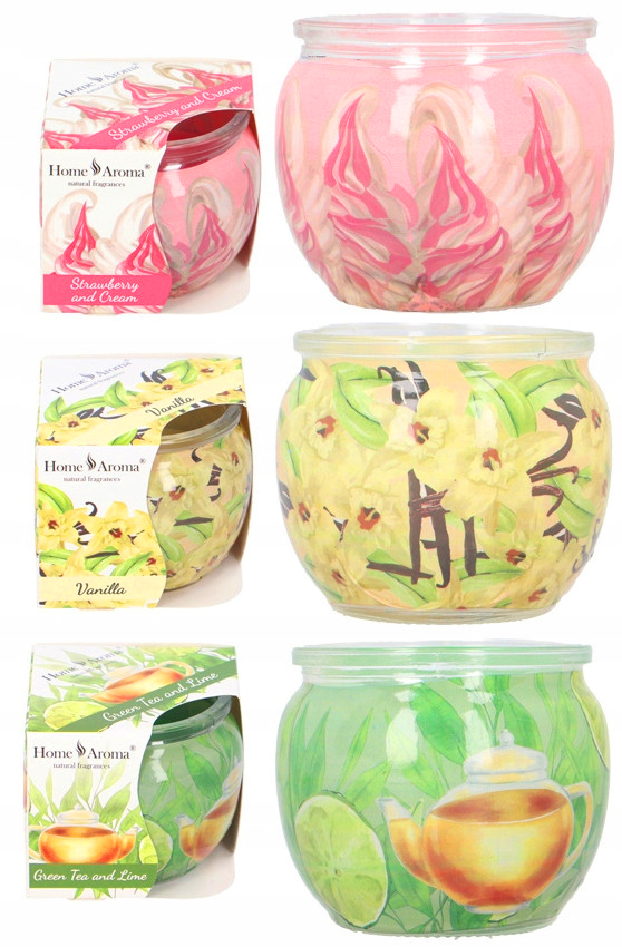 6x świeczki zapachowe green tea vanilla strawberry zestaw relaksacyjny
