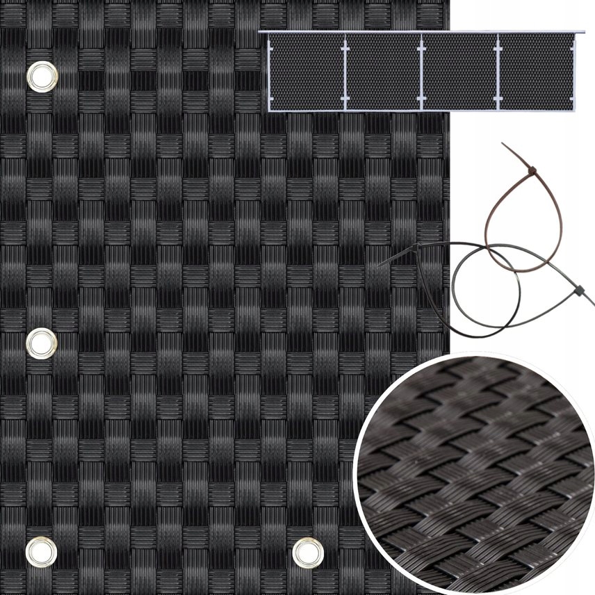 

Mata osłona na balkon Oczkowana Na Wymiar Czarny