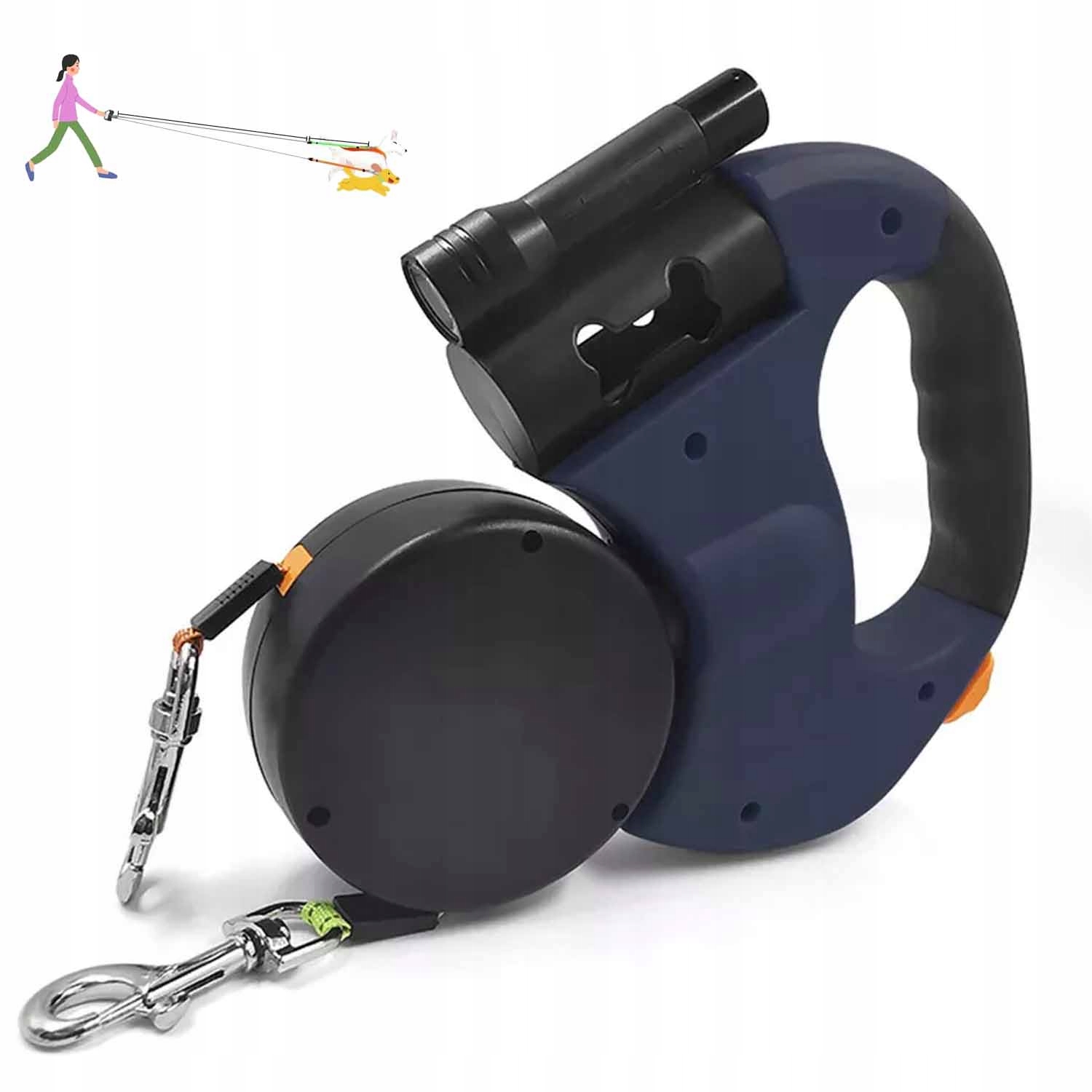 Levně Vodítko pro psa 3 m Tmavě modré pro 2 psy Malý Pes 10 kg