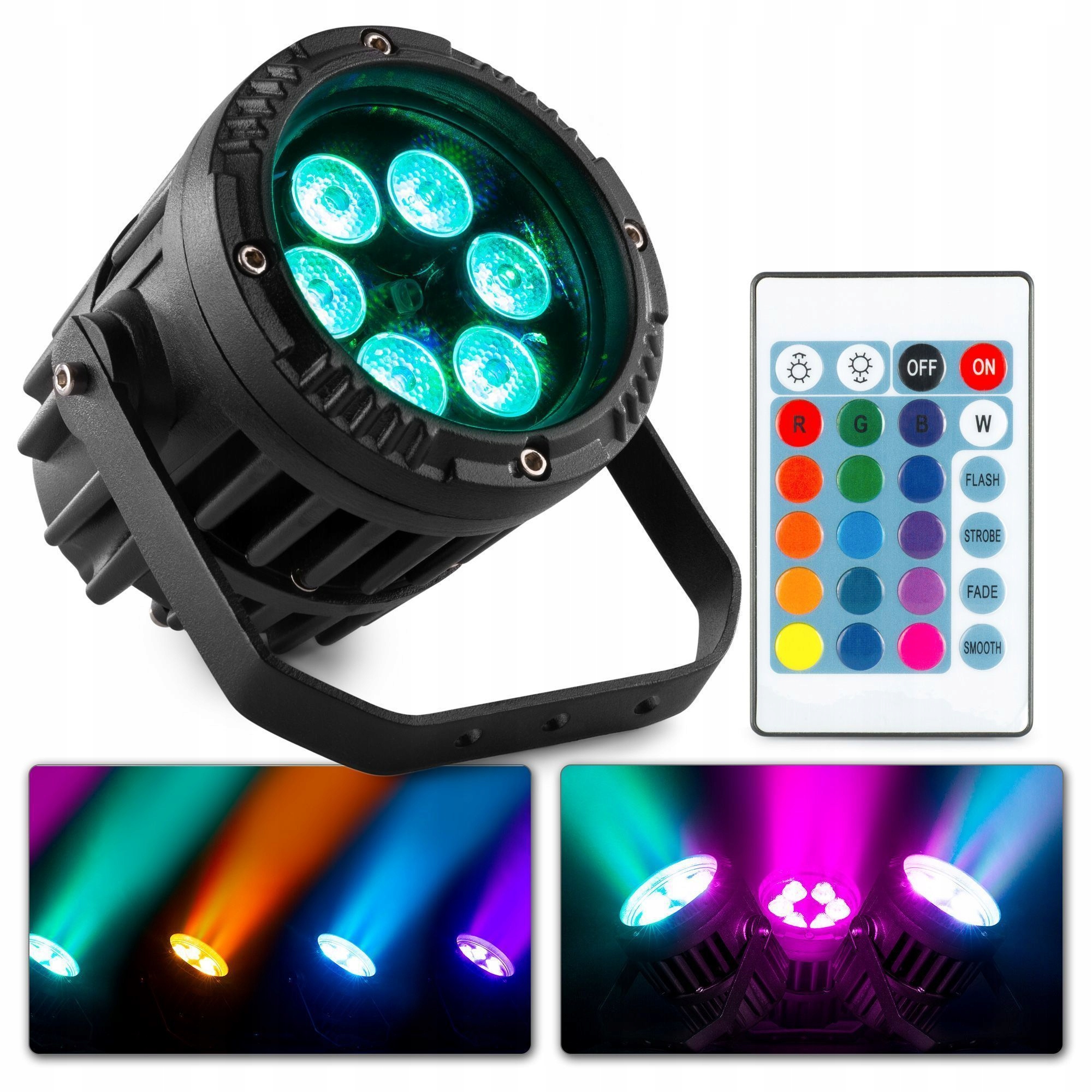 

Wodoodporny Reflektor Par IP65 6x3W Led Rgb pilot