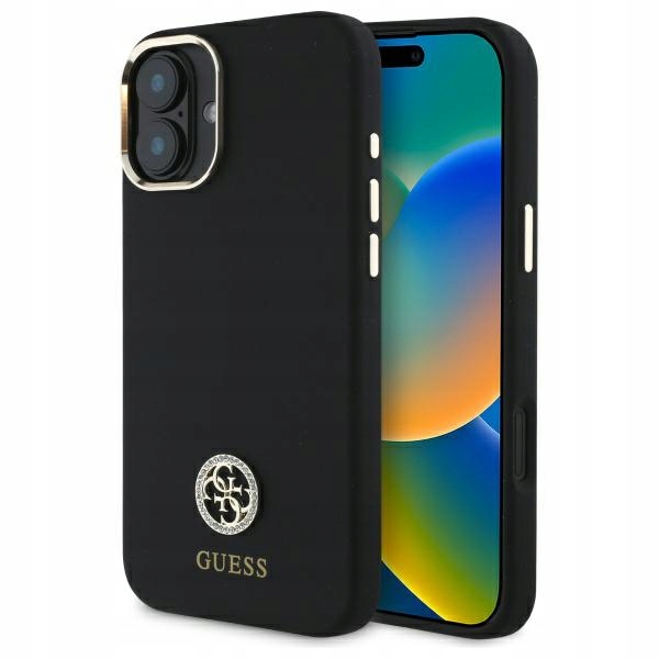 Pouzdro Guess pro iPhone 16 6.1" černé Logo Strass 4G