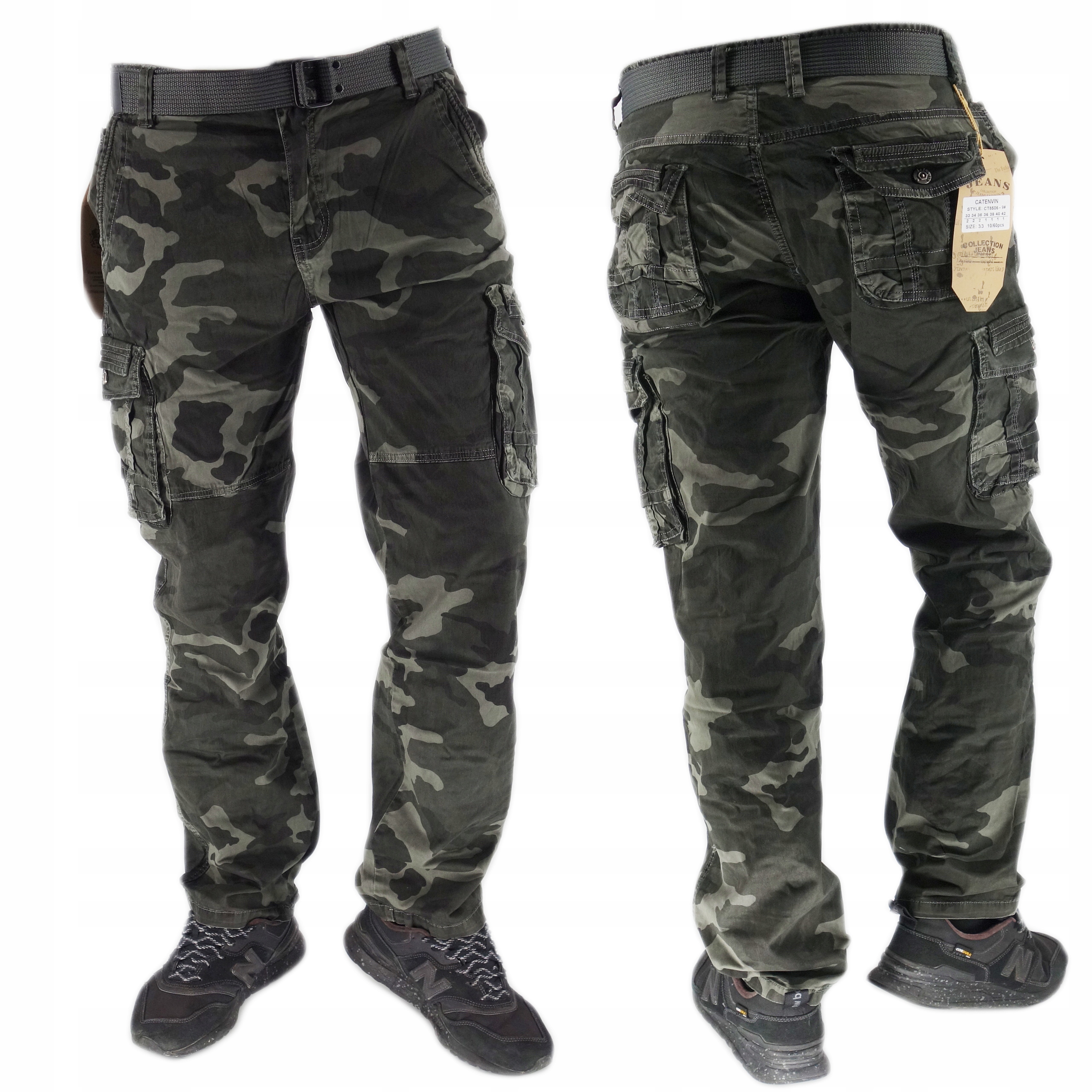 

Spodnie Bojówki Moro Robocze Kieszenie Męskie