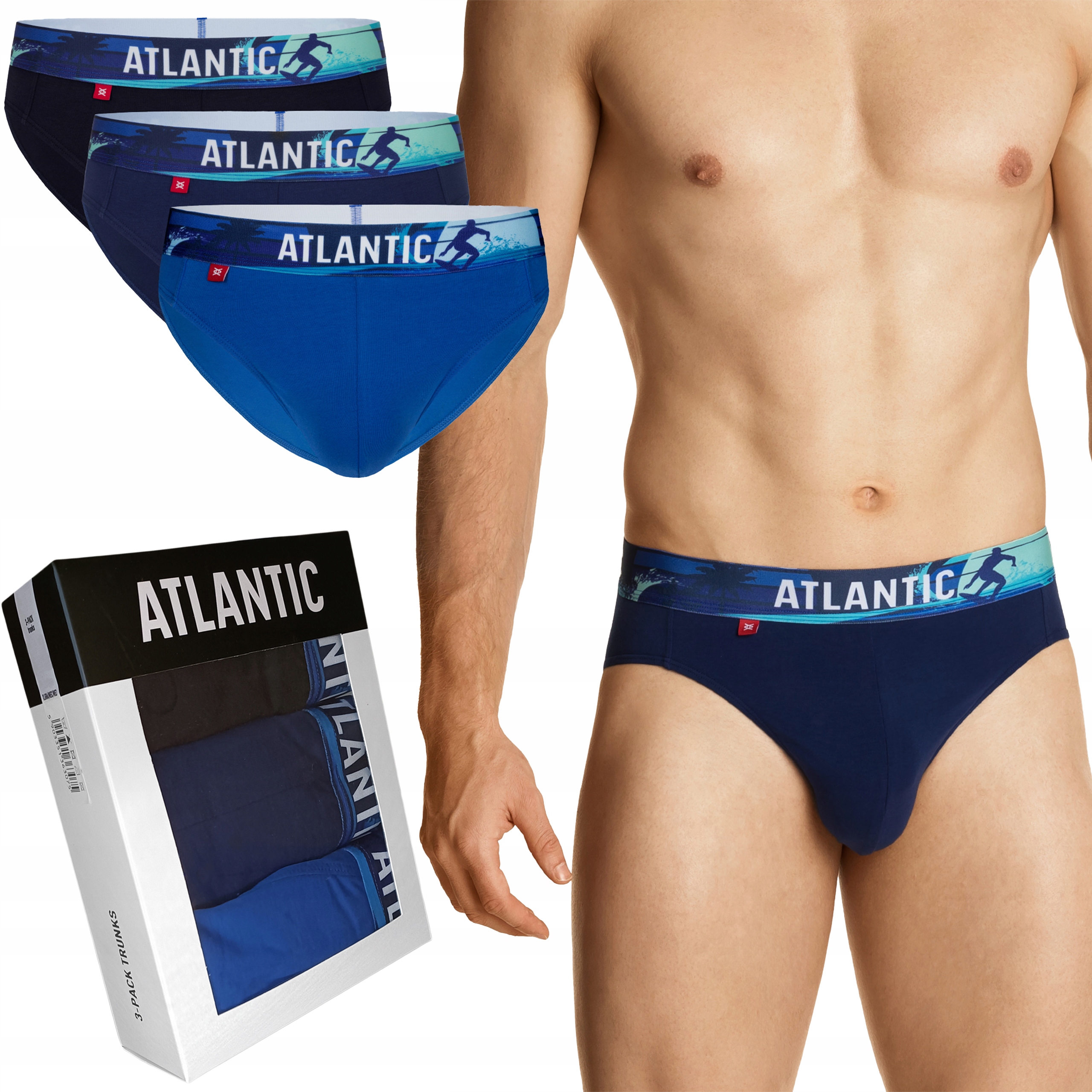 

Atlantic Sportowe Bawełniane Slipy męskie 3Pak L