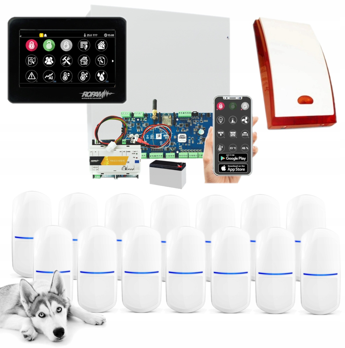 Zestaw Alarmowy Ropam Neo 14xSLIM-PIR-PET Wifi App