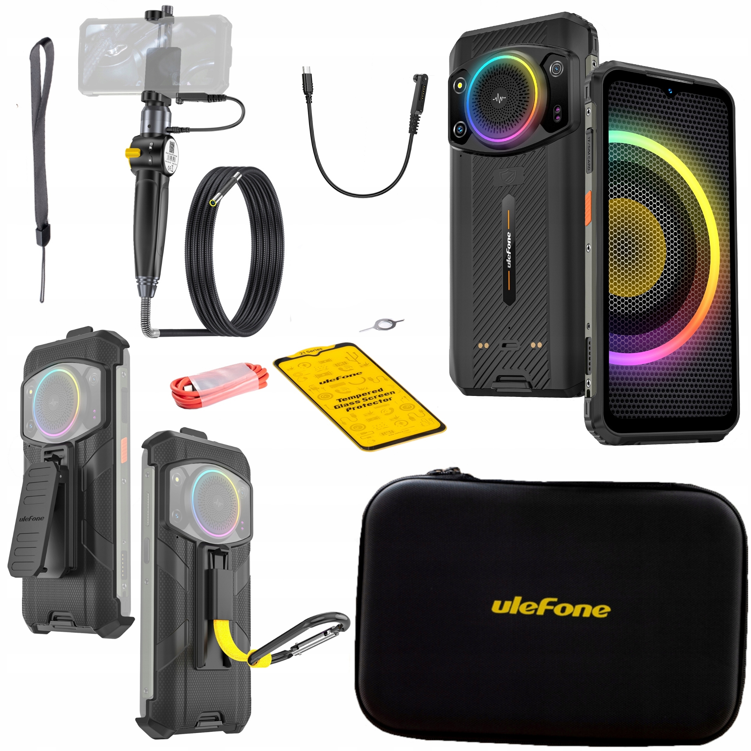 Ulefone Armor 21 Pancerny Smartfon 8/256GB 9600mAh Kam Endoskop EC03 Etui