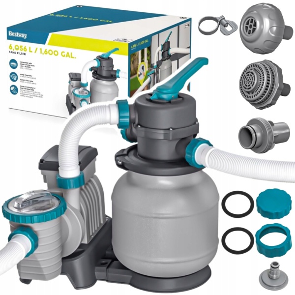 Pompa piaskowa filtrująca do basenów Bestway 6056 L/h węże, złączki 58497