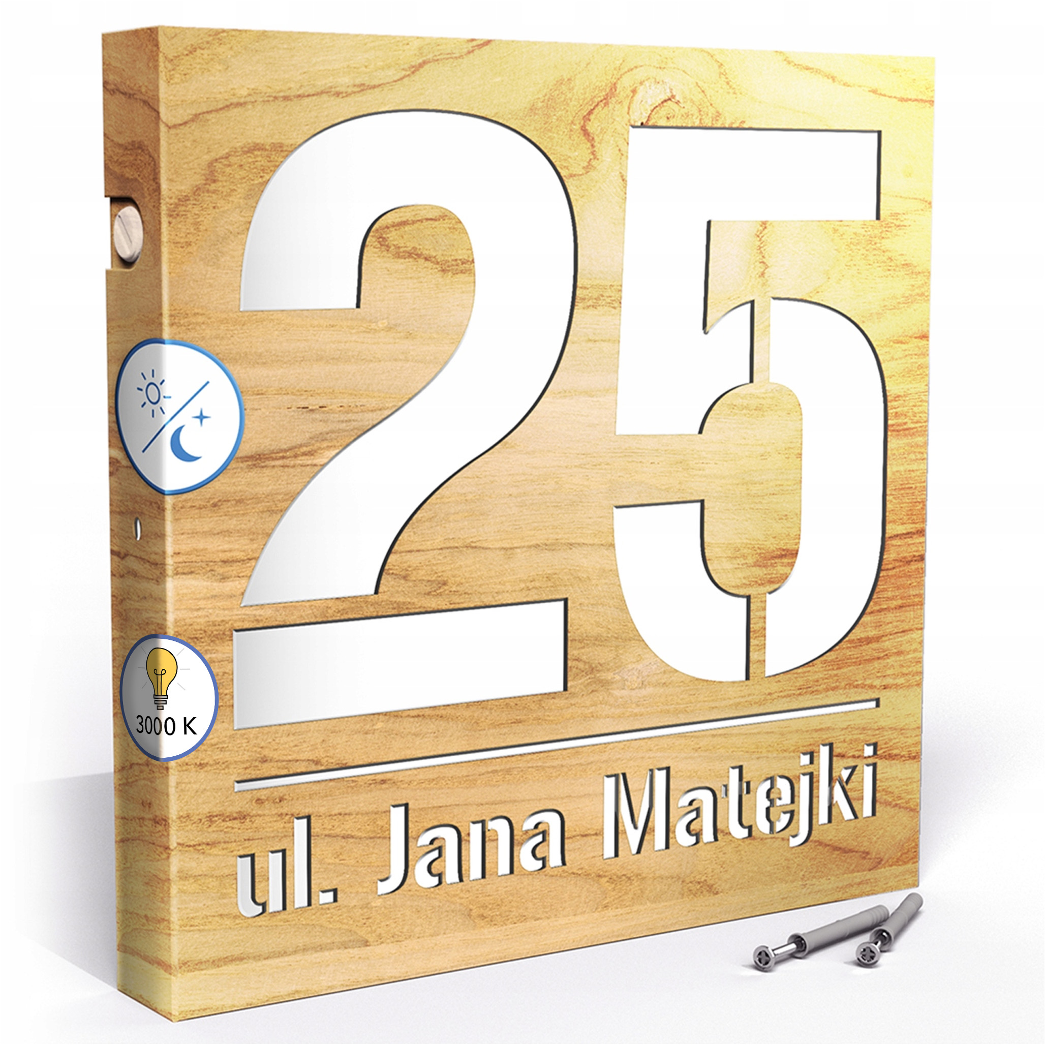 Led tabulka 3000k senzor 30x30 cm Teplá barva Číslo na dům Čísla Led