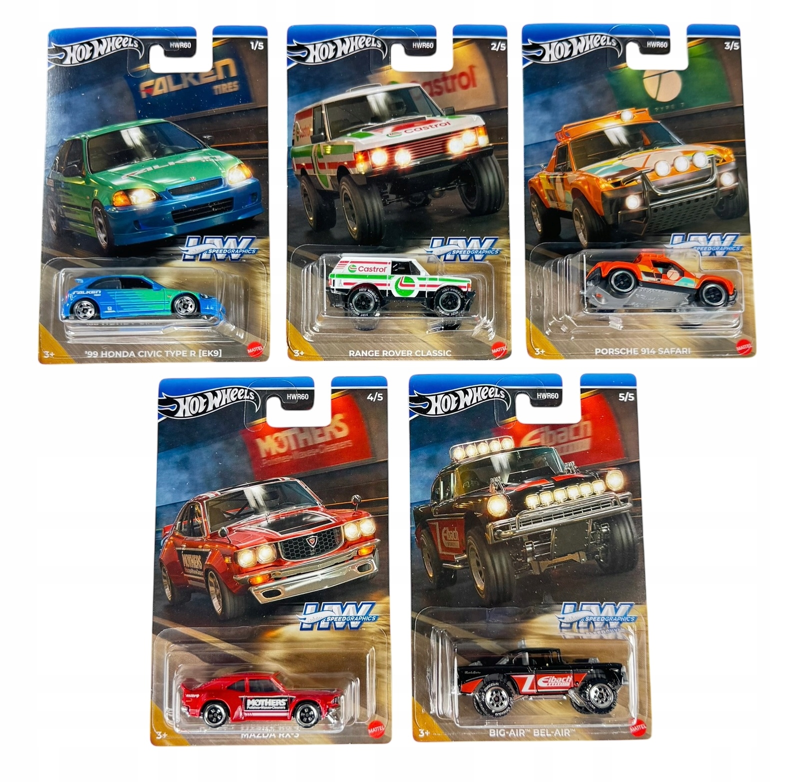 HOT WHEELS SPEED GRAPHICS 5szt NOWY ZESTAW KOLEKCJONERSKI