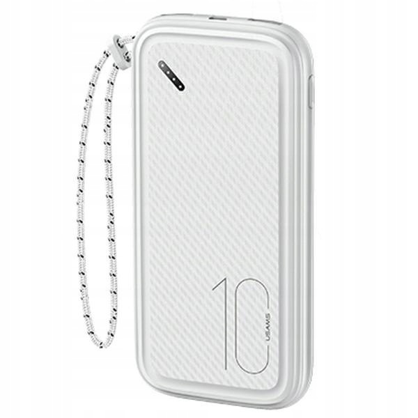 Usams Powerbank PB56 10000mAh 2xUSB /usb-c MicroUSB Fast Charge biały/whi