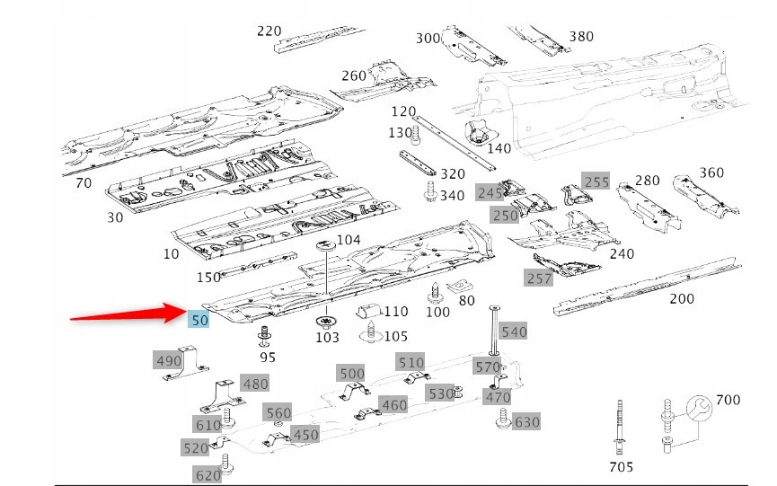 OSŁONA PODWOZIA LEWA MERCEDES A2126800309