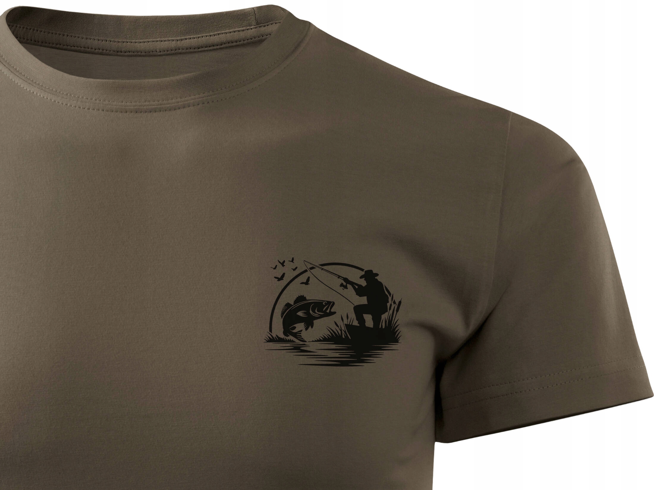 Wędkarski T-shirt na ryby Forestmax kolor brązowy 100% cotton wz. Wędkarz L