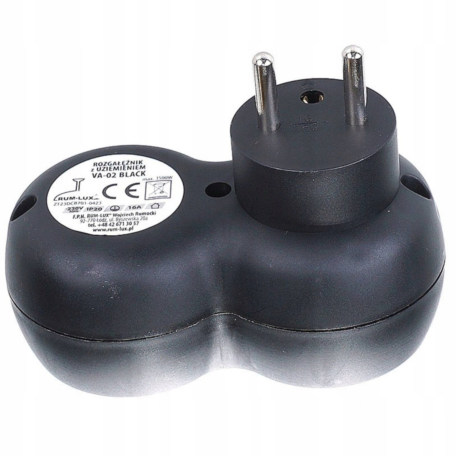 ROZGAŁĘŹNIK SIECIOWY ZŁODZIEJKA 2 GNIAZDKA CZARNY Kod producenta ROZDZIELACZ LISTWA SIECIOWA 2 x GNIAZDO