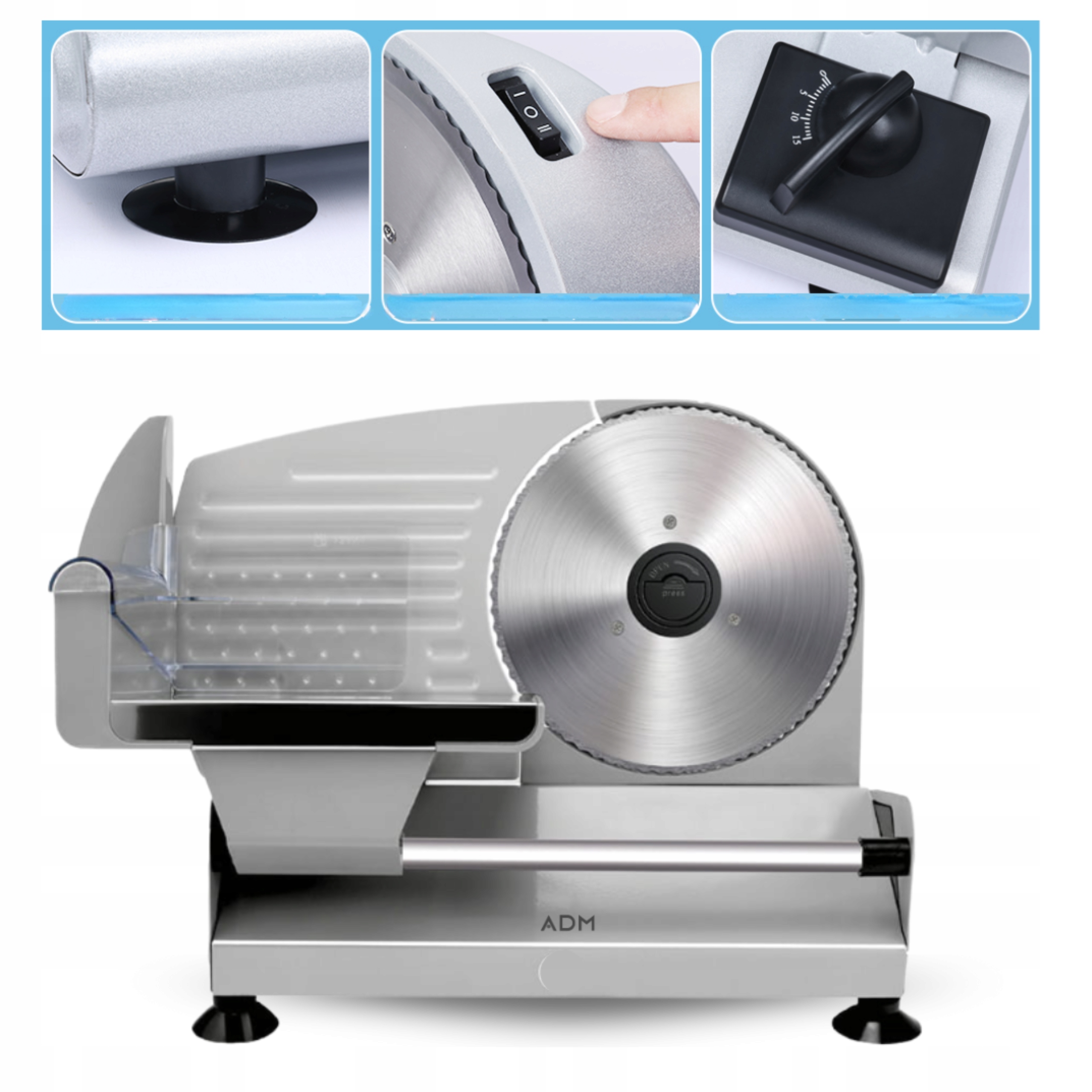 Krajalnica Adm 150W urządzenie do krojenia srebrny