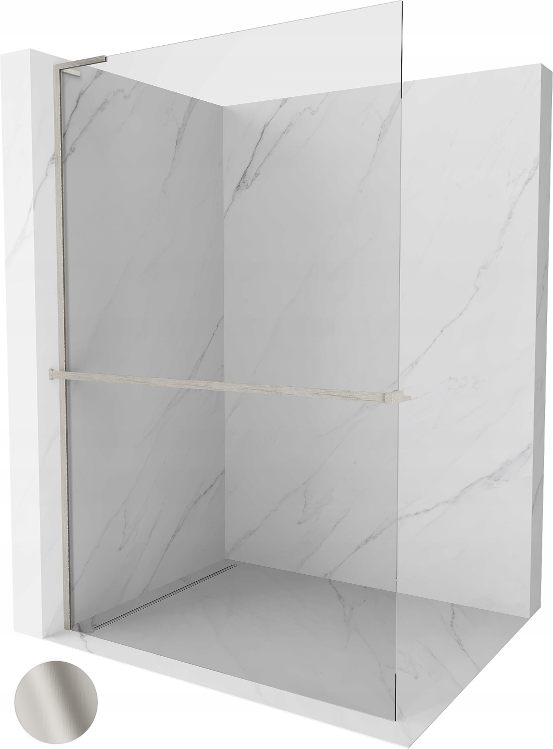 Mexen Kioto+ L Ścianka Prysznicowa Walk-in 105 x 200 CM Z Półką Nikiel