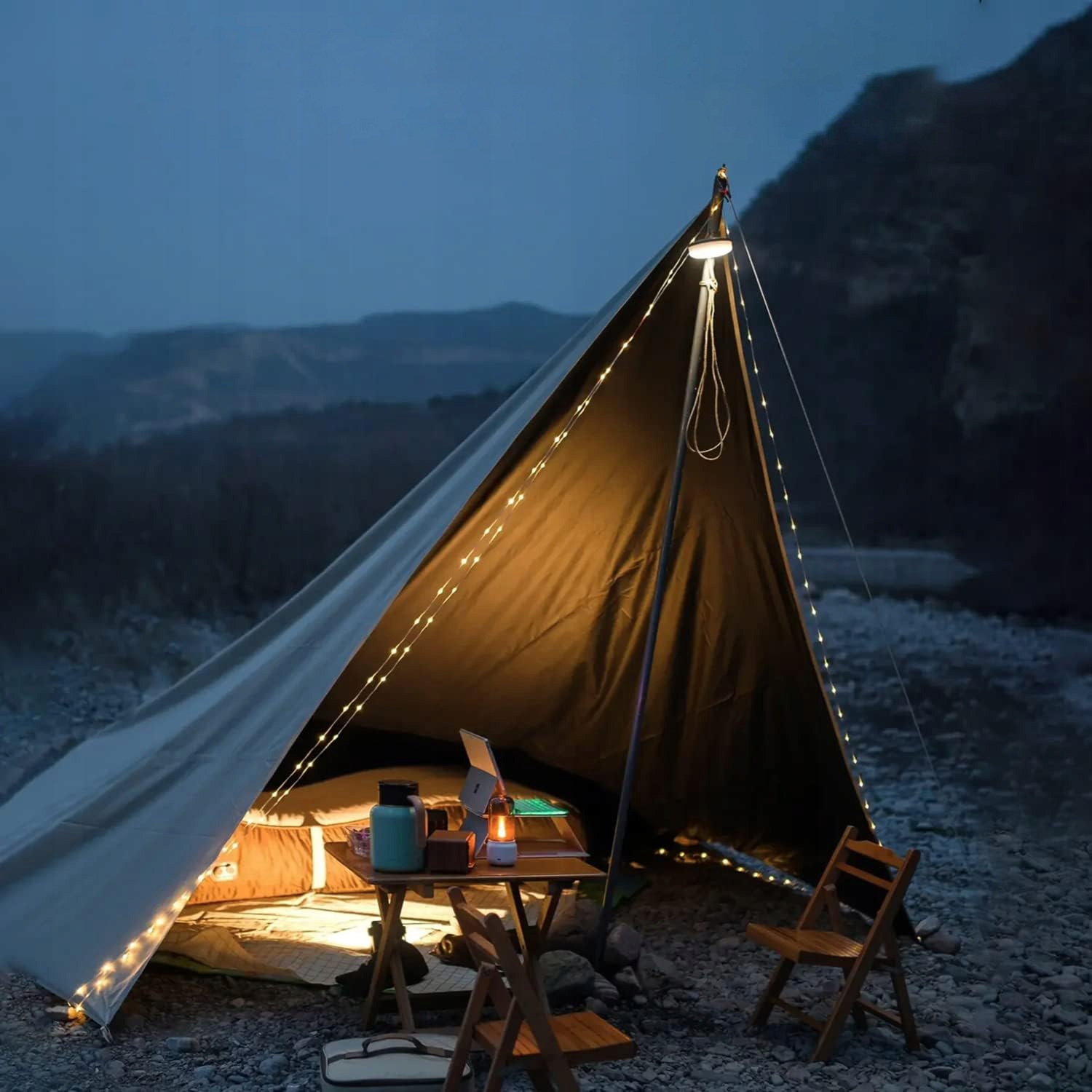 LAMPKA DO NAMIOTU KEMPINGOWEGO LED O CIEPŁEJ BARWIE ŚWIATŁA USB 1800MAH Model oświetlenie namiotu kempingowego