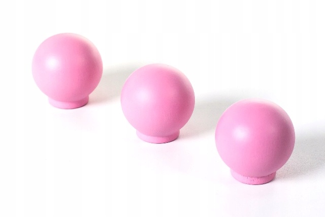 UCHWYT MEBLOWY GAŁKA DREWNIANA KULKA PUDROWY RÓŻ ZETAW 3 SZT