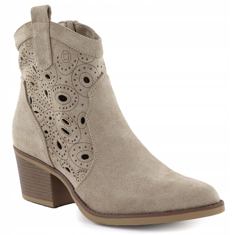 Dámské kotníkové boty kovbojské boty ažurové béžové eVento 9452 40