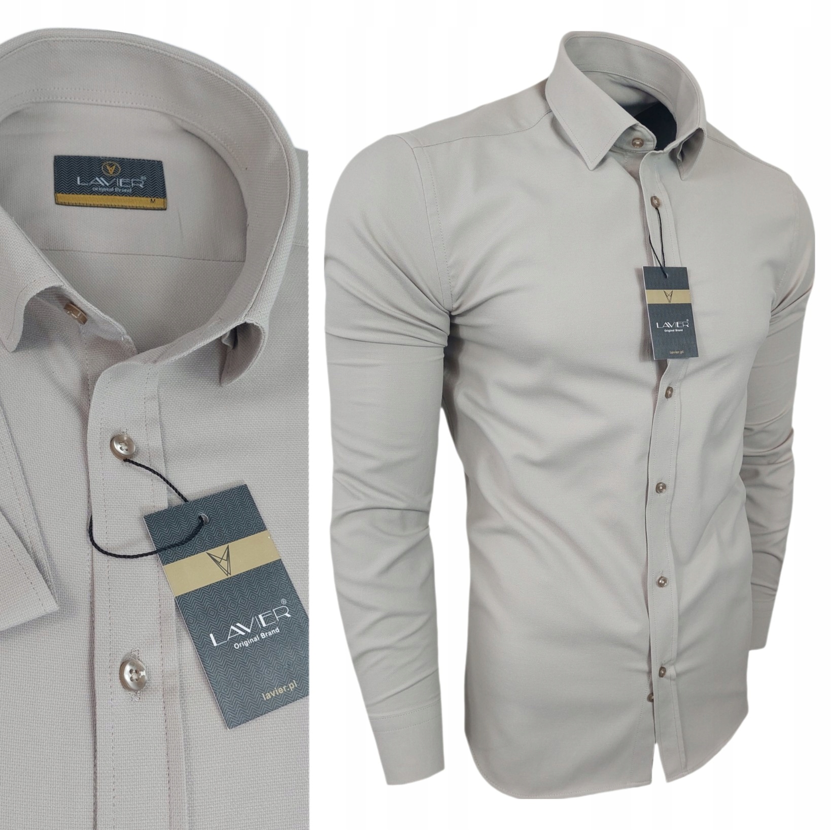 Pánská košile Casual Oxford bavlněná béžová Lavier vel. S