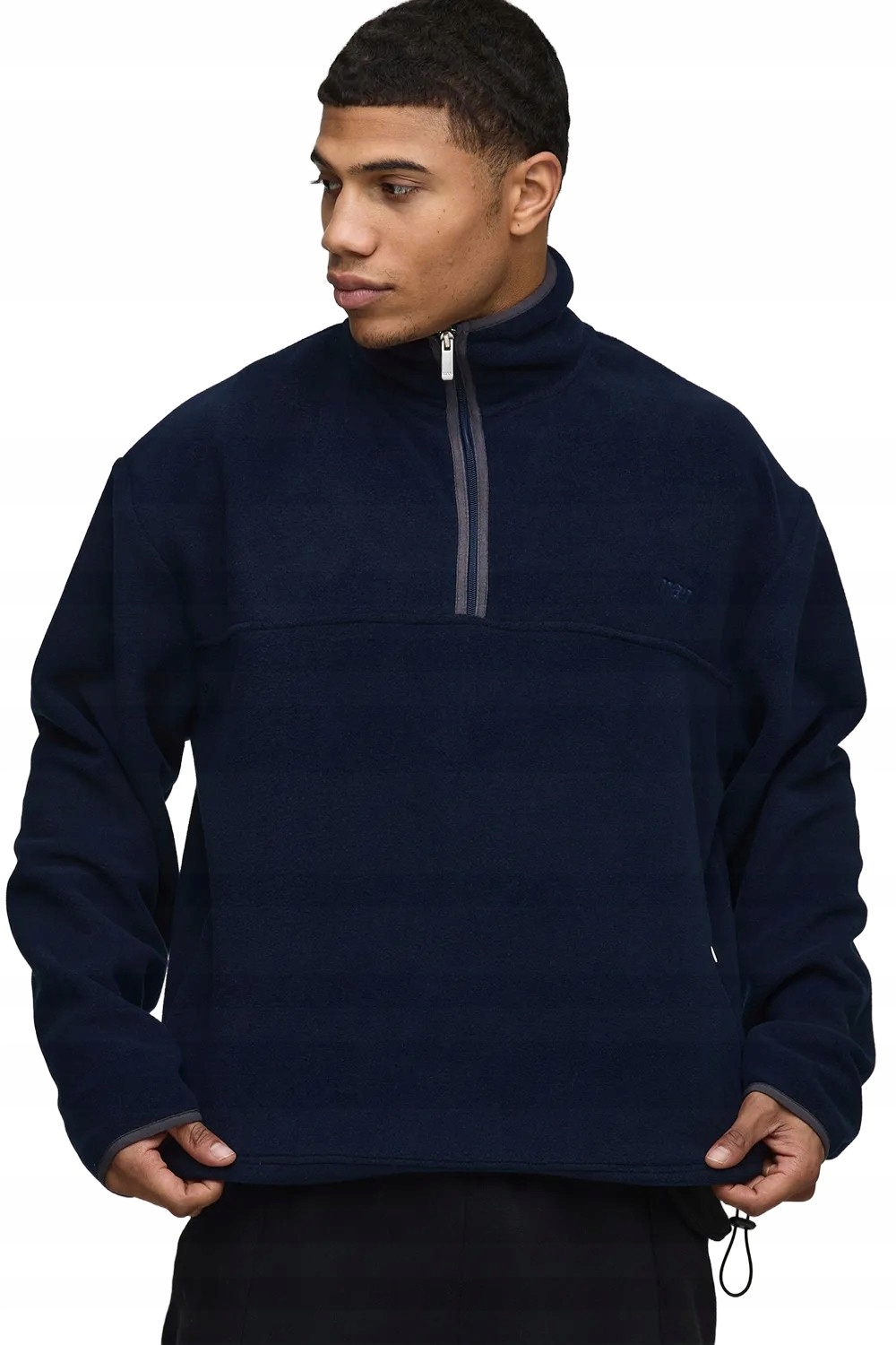Boohooman Pánská Tmavě Modrá Mikina Se Zipem A Stojáčkem M Z3A