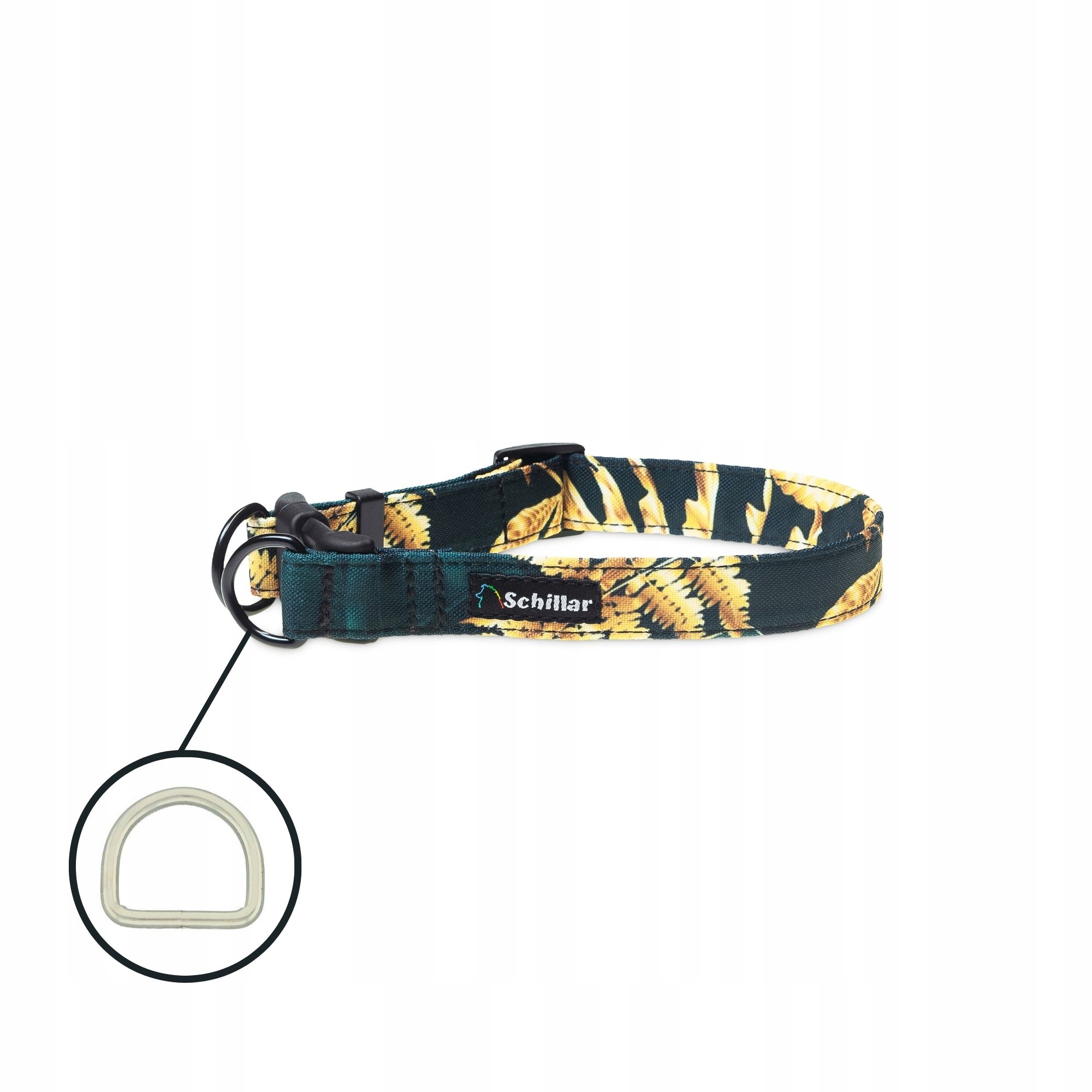 Levně Obojek na přezku double lock pro psa emerald & golden leaves L XL 40-60cm