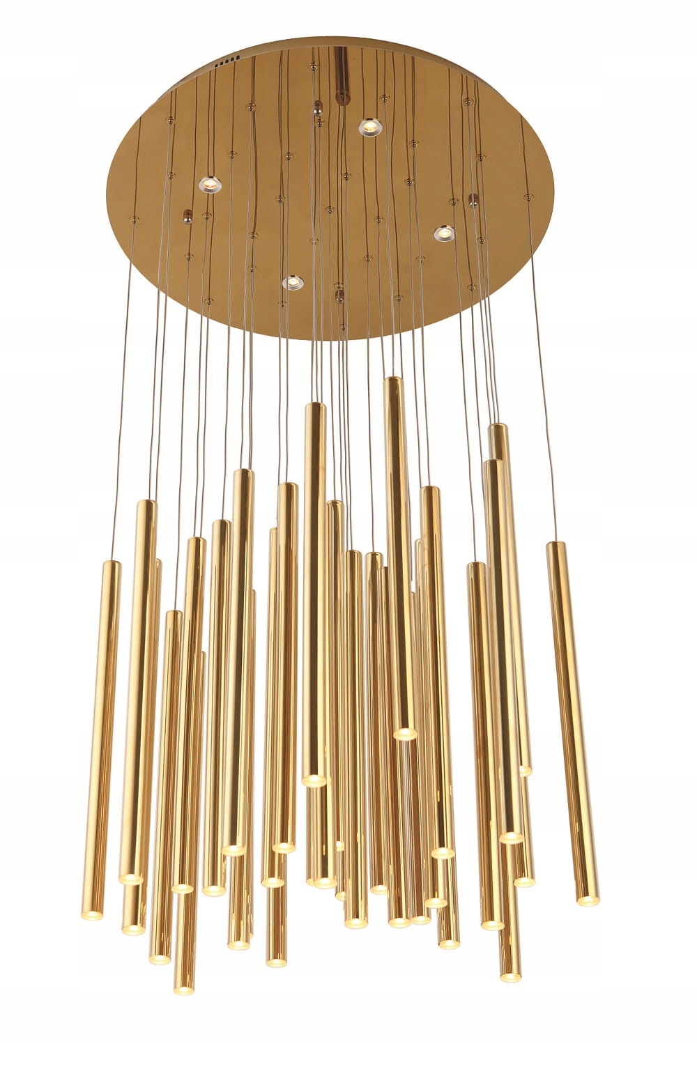 Lampa wisząca złota Organic ściemnialna z podłużnymi rurkami Led Maxlight