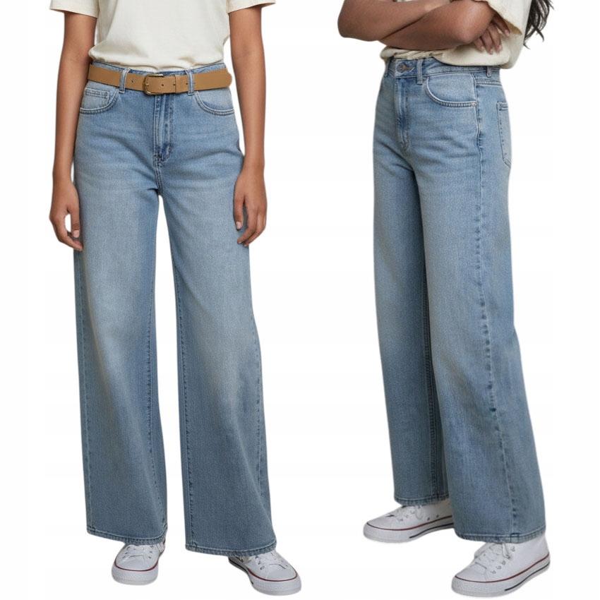 M.sara Damskie Spodnie Jeansowe Szerokie Nogawki Szwedy 46 3XL