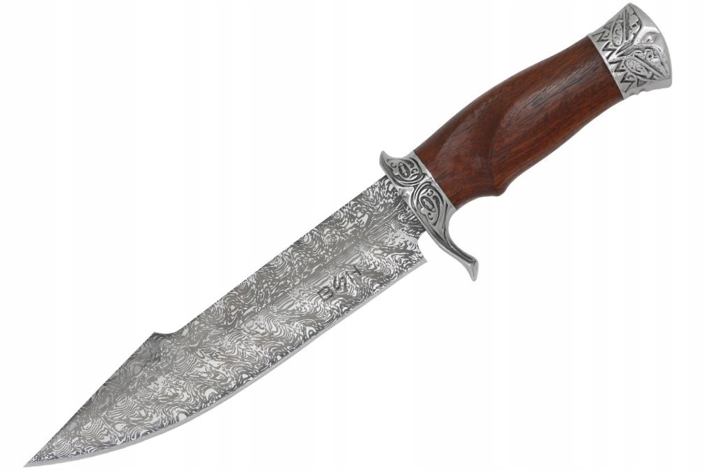 Nóż Myśliwski Damasceński Clip Point Bsh Adventure Pokrowiec N227B