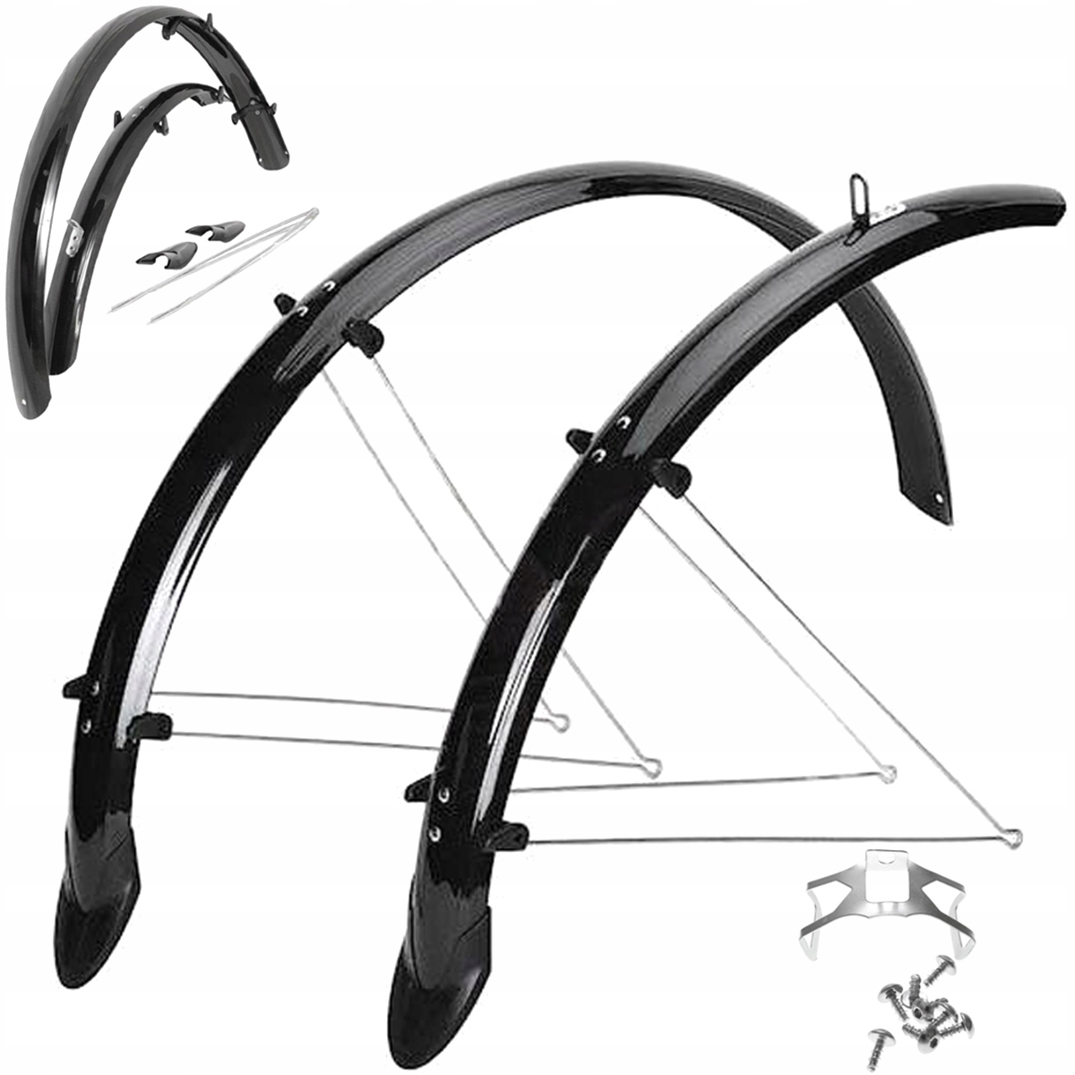 BŁOTNIKI ROWEROWE DO ROWERU Z CHLAPACZEM KOMPLET PRZÓD TYŁ ORION 28 x 41 mm