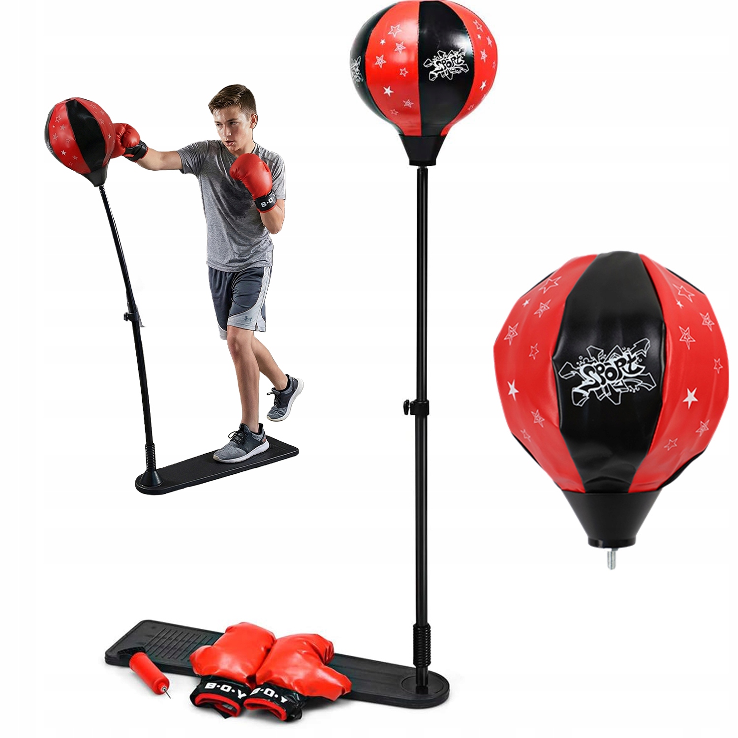 Gruszka Bokserska Stojąca Piłka Refleksowa Regulowana Dla Dzieci Dorosłych
