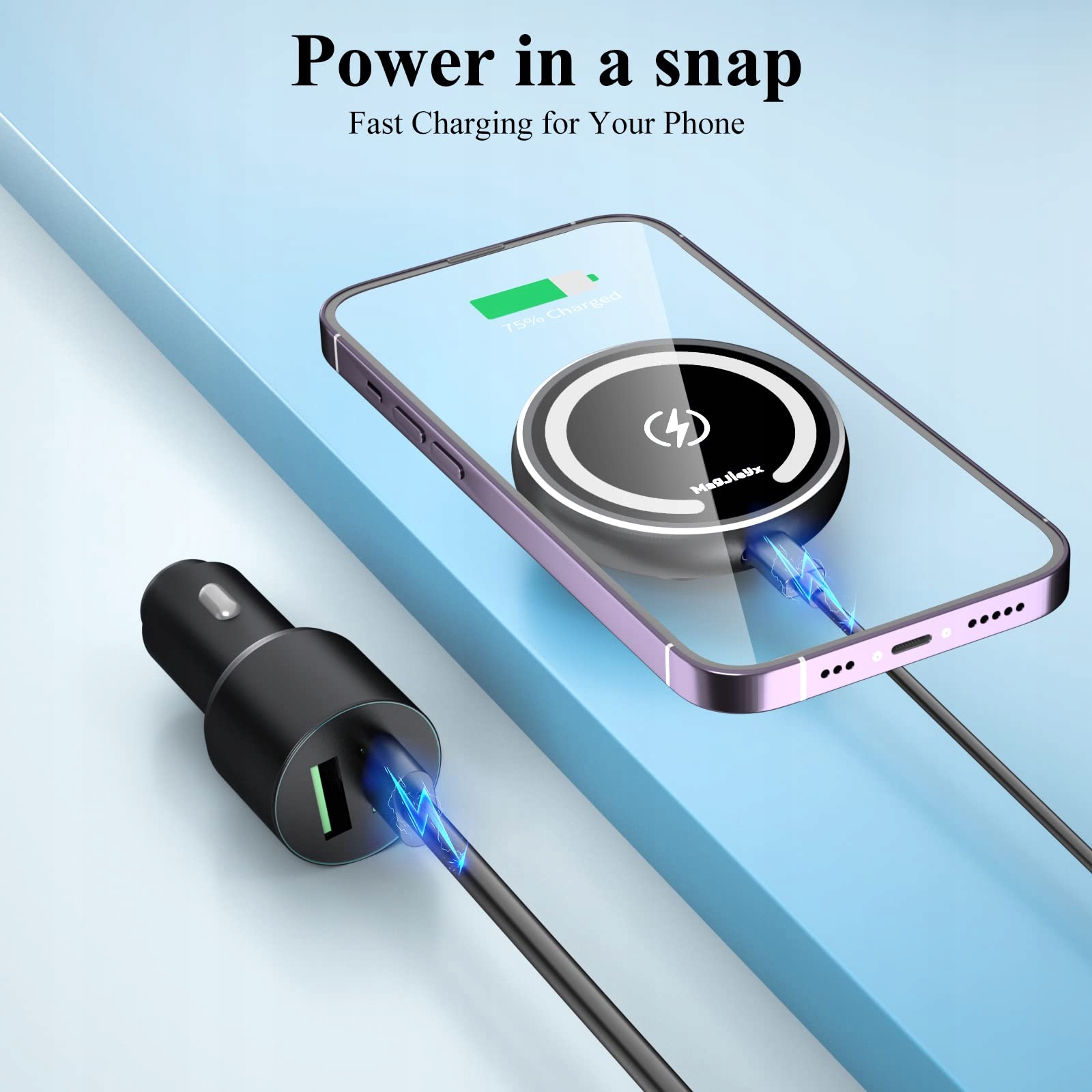 MAGJIEYX Uchwyt Samochodowy Magsafe iPhone 14 13 12 Szybkie Ładowanie — miniatura 2