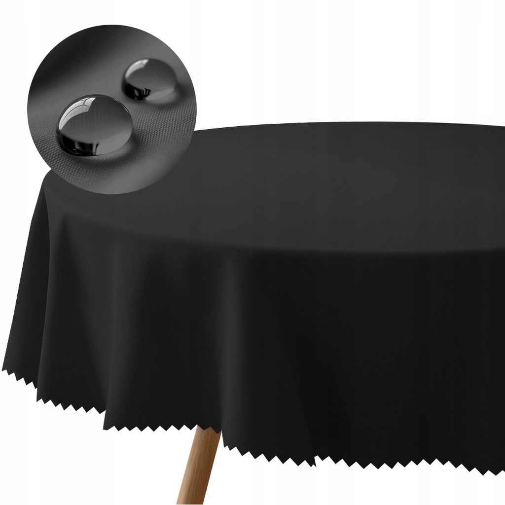 Ubrus kulatý černý 240 cm skvrnám odolný polyester hladký 240 g do jídelny