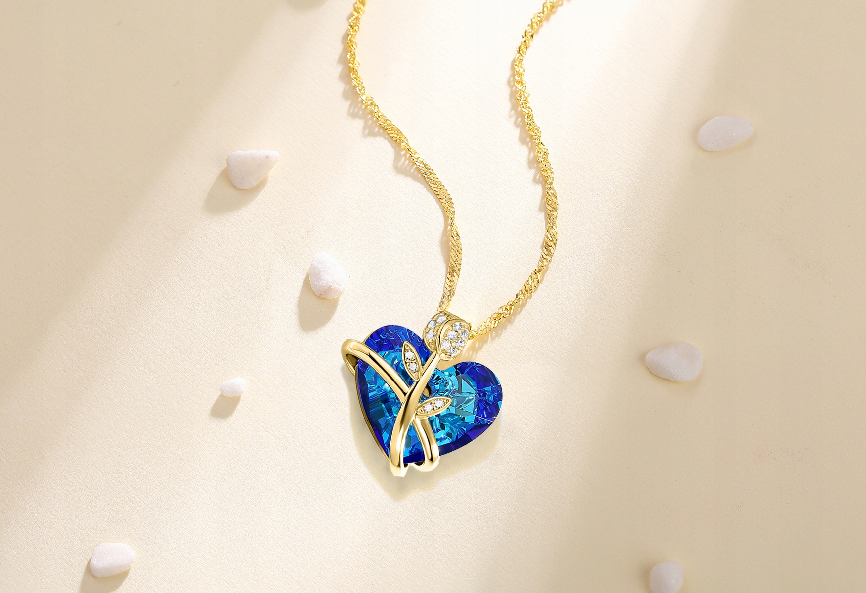 NASZYJNIK ZŁOTY ŁAŃCUSZEK DAMSKI SERCE RÓŻA NASZYJNIK SREBRO PRÓBA 925 Marka Mennica Bydgoska