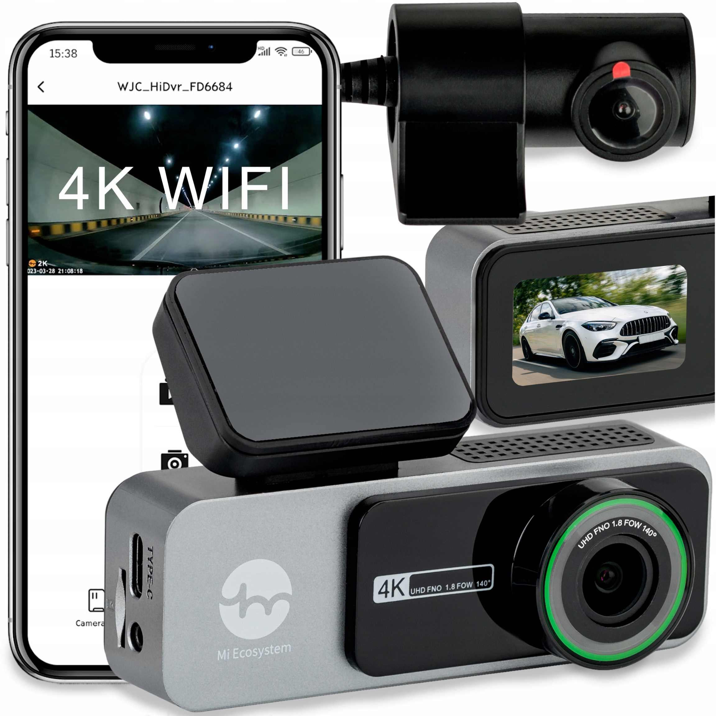 Videorekordér Automobilová Kamera Yuemi Y8 4K Pl Wifi App Zadní Couvání