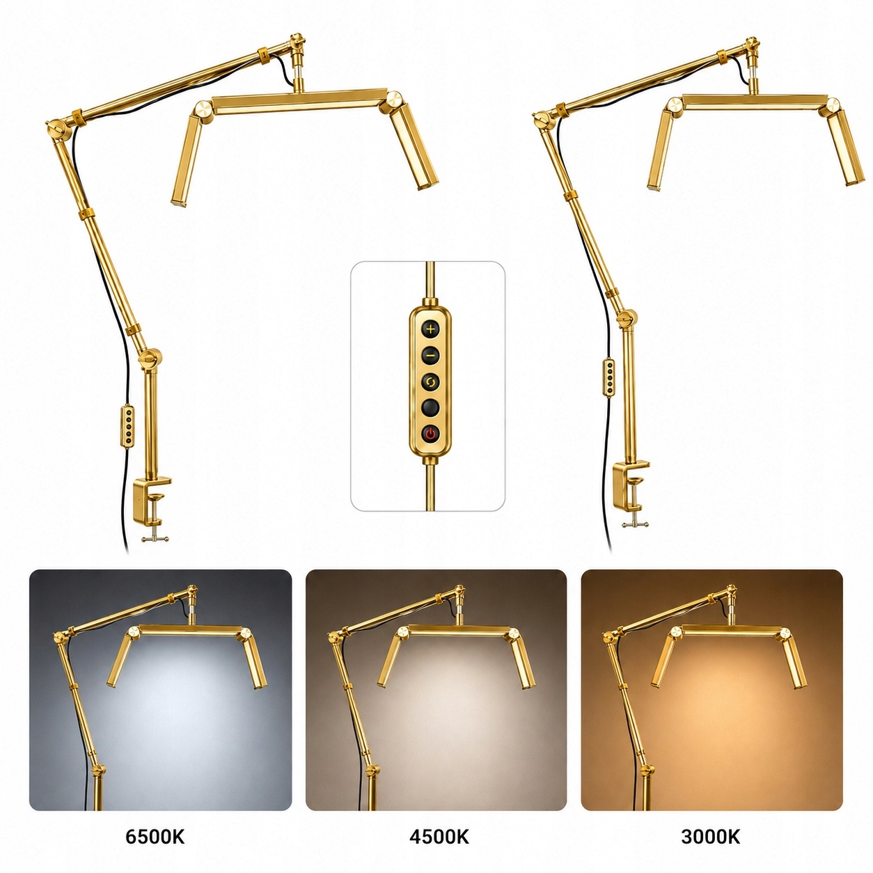 Kosmetická Led lampa Moon Luk 20W pro řasy K Psacímu Stolu Zlatá 42 cm