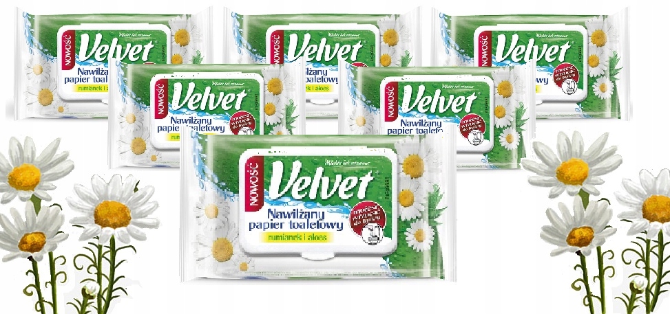 

Nawilżany Papier Toaletowy Velvet 6x42 listki